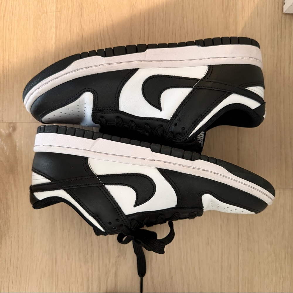 Nike Dunk Low- Black and White Low Top Sneakers - Classic Swoosh (womens 6.5)